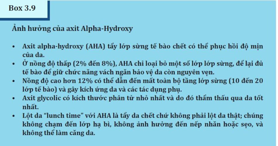 Box 3.9:Ảnh hưởng của axit Alpha-Hydroxy
